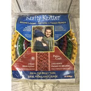Lot Knifty Knitter Knitting Set of 4 Ring Looms, Hooks And Needle New Colorful
